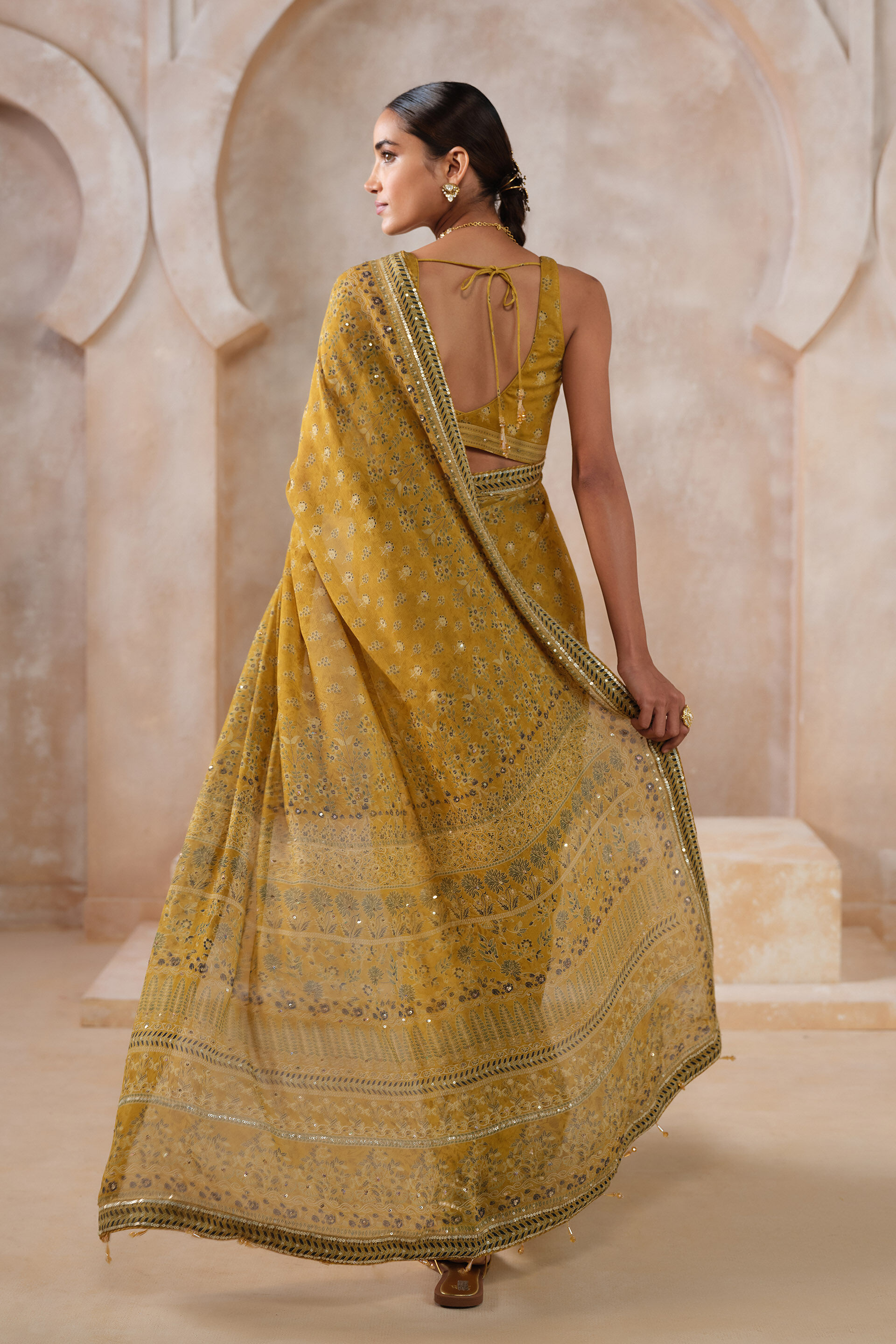 Alenka Chiffon Saree - Yellow